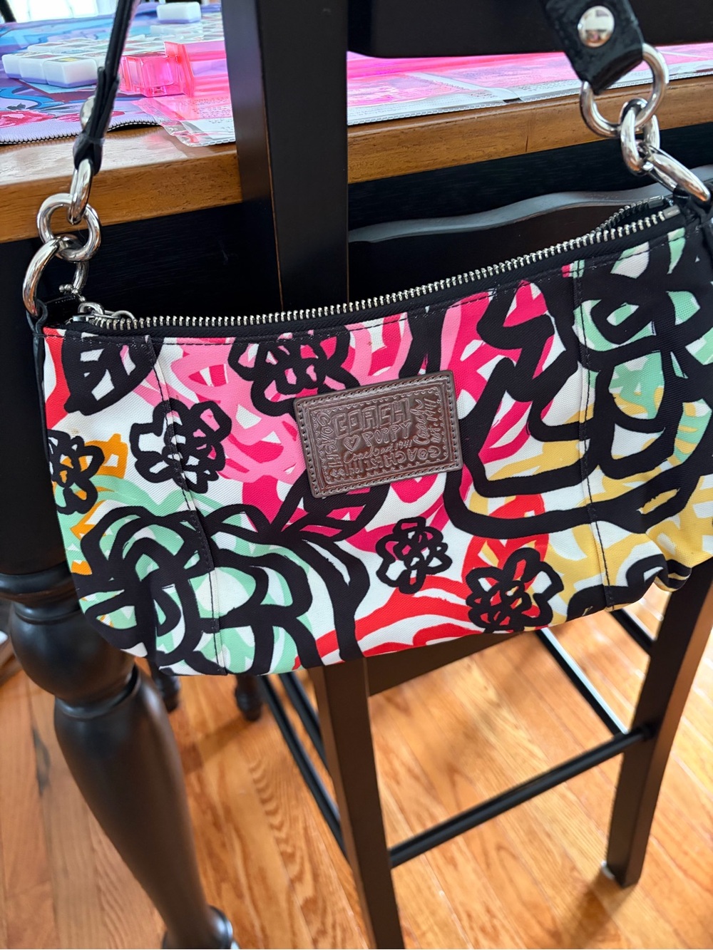 Coach Multi-Color Floral Print Mini Shoulder Bag